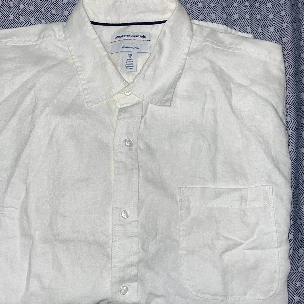 Cream linen short sleeve button down